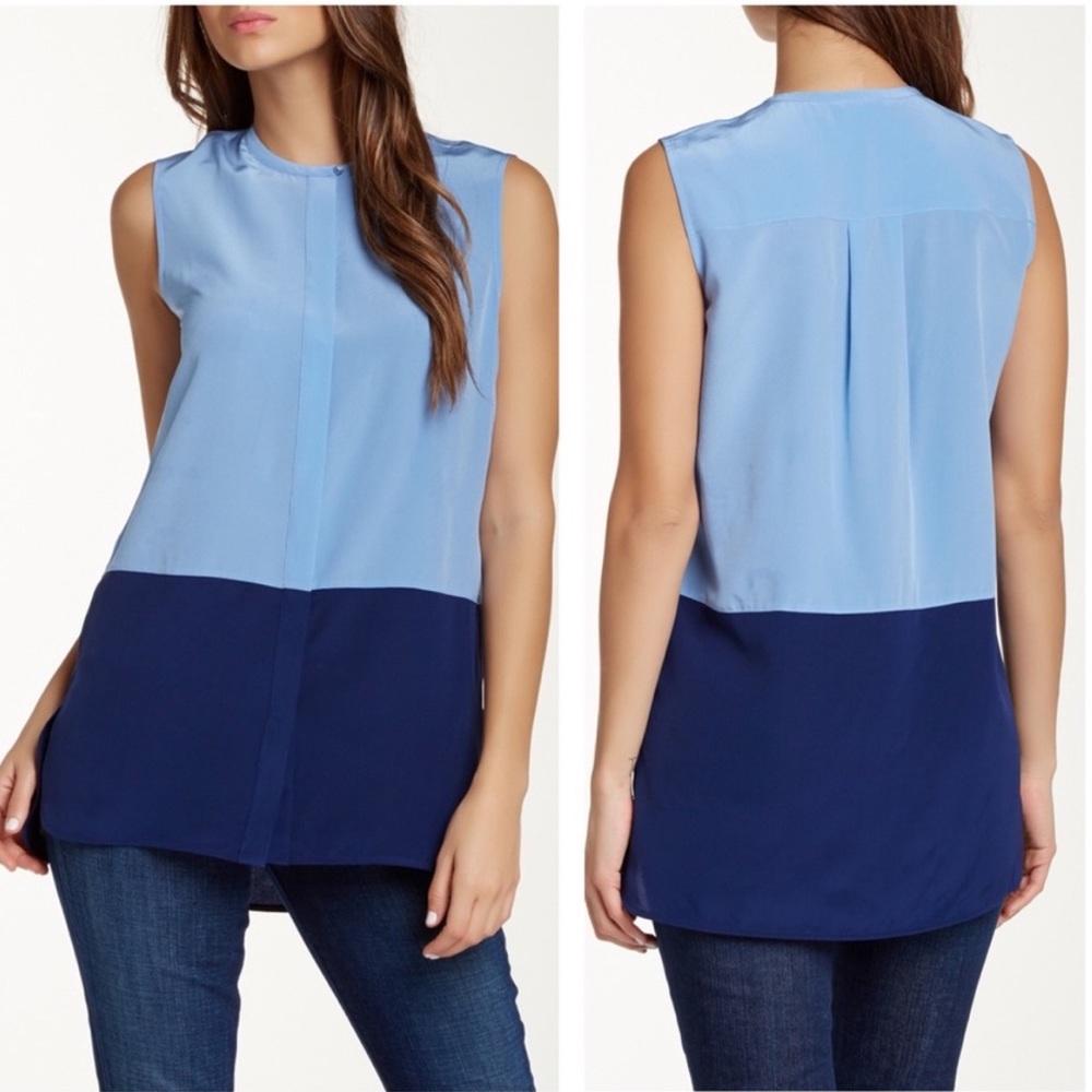 Vince Color Block Sleeveless 100% Silk Top
